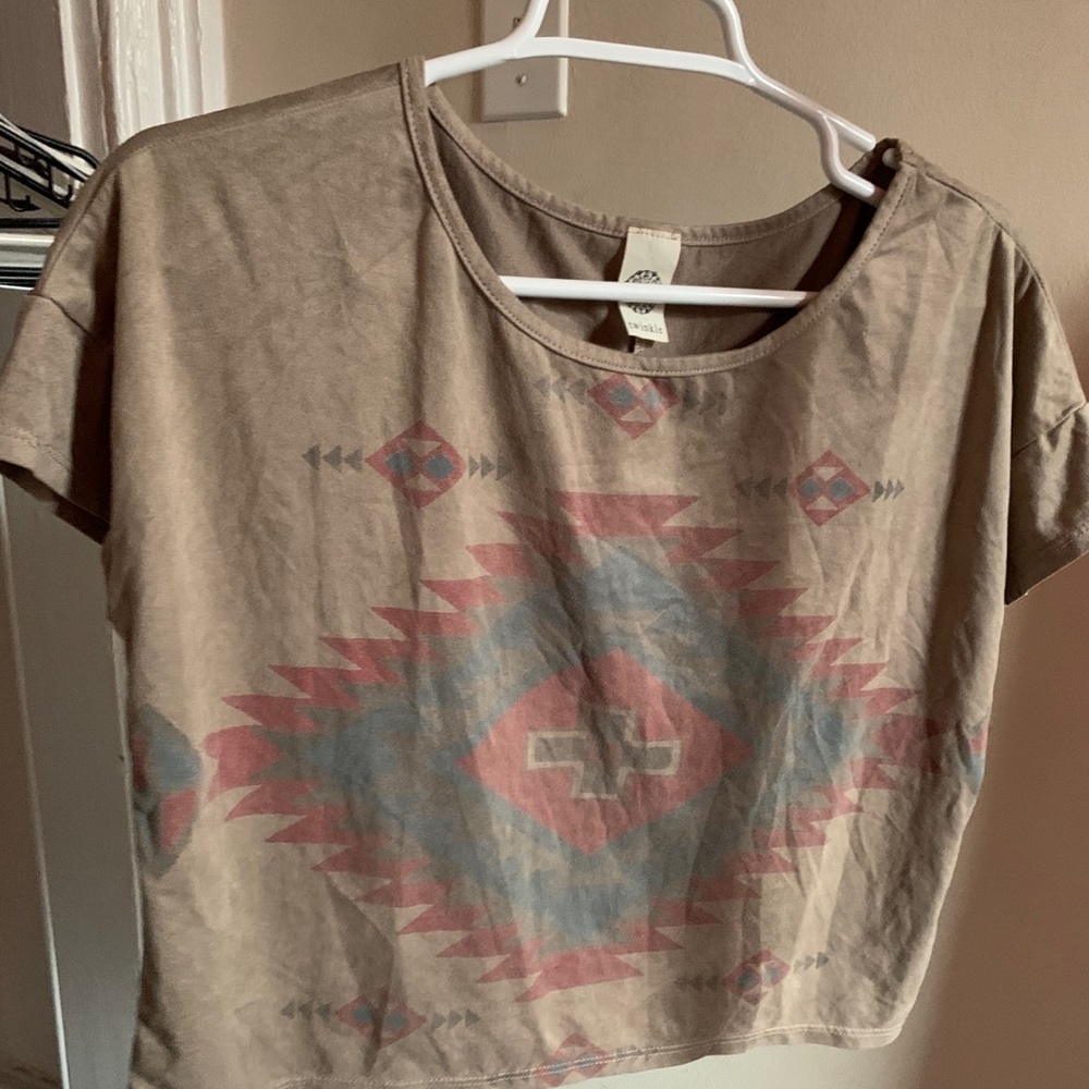 Twinkle. Suede-like tee with southwestern pattern